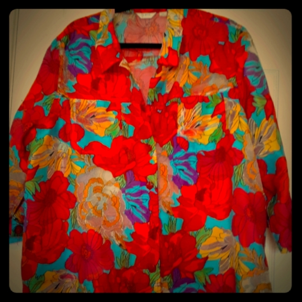 2x womens blouse 1/4 sleeve. beautiful red. Erin London. SEE 2 PICTURES